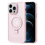For iPhone 12 Pro Max Skin Feel MagSafe Magnetic Holder Phone Case(Pink)