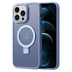 For iPhone 12 Pro Max Skin Feel MagSafe Magnetic Holder Phone Case(Blue)