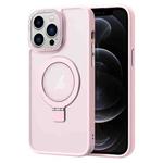 For iPhone 12 Pro Skin Feel MagSafe Magnetic Holder Phone Case(Pink)