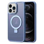 For iPhone 12 Pro Skin Feel MagSafe Magnetic Holder Phone Case(Blue)