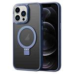 For iPhone 12 Pro Skin Feel MagSafe Magnetic Holder Phone Case(Dark Blue)