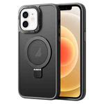 For iPhone 12 Skin Feel MagSafe Magnetic Holder Phone Case(Black)