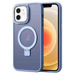 For iPhone 12 Skin Feel MagSafe Magnetic Holder Phone Case(Blue)
