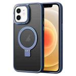 For iPhone 12 Skin Feel MagSafe Magnetic Holder Phone Case(Dark Blue)