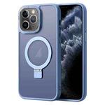 For iPhone 11 Pro Max Skin Feel MagSafe Magnetic Holder Phone Case(Blue)