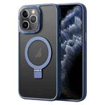 For iPhone 11 Pro Max Skin Feel MagSafe Magnetic Holder Phone Case(Dark Blue)