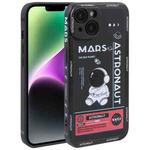 For iPhone 14 Astronaut Pattern Silicone Straight Edge Phone Case(Mars Astronaut-Black)