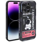For iPhone 14 Pro Astronaut Pattern Silicone Straight Edge Phone Case(Mars Astronaut-Black)
