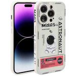 For iPhone 14 Pro Astronaut Pattern Silicone Straight Edge Phone Case(Mars Astronaut-White)