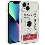 For iPhone 13 Astronaut Pattern Silicone Straight Edge Phone Case(Mars Astronaut-White)