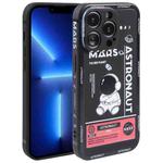 For iPhone 13 Pro Max Astronaut Pattern Silicone Straight Edge Phone Case(Mars Astronaut-Black)