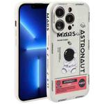 For iPhone 13 Pro Max Astronaut Pattern Silicone Straight Edge Phone Case(Mars Astronaut-White)