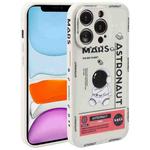 For iPhone 11 Astronaut Pattern Silicone Straight Edge Phone Case(Mars Astronaut-White)