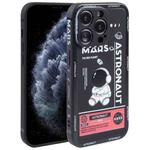 For iPhone 11 Pro Max Astronaut Pattern Silicone Straight Edge Phone Case(Mars Astronaut-Black)