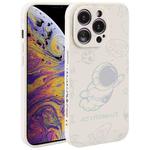 For iPhone X / XS Astronaut Pattern Silicone Straight Edge Phone Case(Flying Astronaut-White)