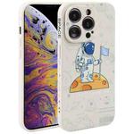 For iPhone X / XS Astronaut Pattern Silicone Straight Edge Phone Case(Planet Landing-White)