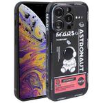 For iPhone XS Max Astronaut Pattern Silicone Straight Edge Phone Case(Mars Astronaut-Black)