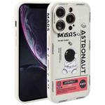 For iPhone XR Astronaut Pattern Silicone Straight Edge Phone Case(Mars Astronaut-White)