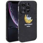 For iPhone XR Astronaut Pattern Silicone Straight Edge Phone Case(Lovely Astronaut-Black)