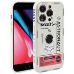 For iPhone 7 Plus / 8 Plus Astronaut Pattern Silicone Straight Edge Phone Case(Mars Astronaut-White)