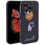 For iPhone 6 Plus / 6s Plus Astronaut Pattern Silicone Straight Edge Phone Case(Planet Landing-Black)