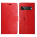 For Google Pixel 7A HT01 Y-shaped Pattern Flip Leather Phone Case(Red)
