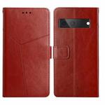 For Google Pixel 7A HT01 Y-shaped Pattern Flip Leather Phone Case(Brown)