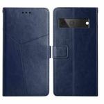 For Google Pixel 7A HT01 Y-shaped Pattern Flip Leather Phone Case(Blue)