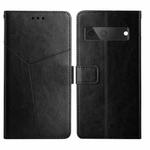 For Google Pixel 7A HT01 Y-shaped Pattern Flip Leather Phone Case(Black)