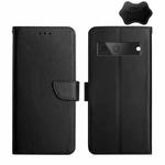 For Google Pixel 7A HT02 Genuine Leather Fingerprint-proof Flip Phone Case(Black)