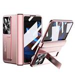 For OPPO Find N2 Integrated Metal Hinge All-inclusive Phone Case with Holder(Rose Gold)