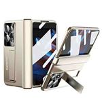 For OPPO Find N2 Integrated Metal Hinge All-inclusive Phone Case with Holder(Champagne Gold)