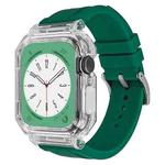 Crystal Clear Polycarbonate Case Silicone Watch Band For Apple Watch Series 9&8&7 41mm / SE 3&SE 2&6&SE&5&4 40mm / 3&2&1 38mm(Green)