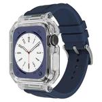 Crystal Clear Polycarbonate Case Silicone Watch Band For Apple Watch Series 8&7 45mm / SE 2&6&SE&5&4 44mm / 3&2&1 42mm(Royal Blue)