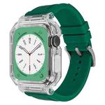 Crystal Clear Polycarbonate Case Silicone Watch Band For Apple Watch Series 8&7 45mm / SE 2&6&SE&5&4 44mm / 3&2&1 42mm(Green)