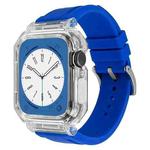 Crystal Clear Polycarbonate Case Silicone Watch Band For Apple Watch Series 8&7 45mm / SE 2&6&SE&5&4 44mm / 3&2&1 42mm(Dark Blue)