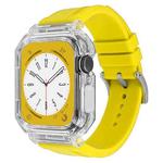 Crystal Clear Polycarbonate Case Silicone Watch Band For Apple Watch Series 8&7 45mm / SE 2&6&SE&5&4 44mm / 3&2&1 42mm(Yellow)