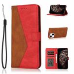 For iPhone 13 mini Dual-color Stitching Leather Phone Case(Brown Red)