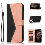 For iPhone 13 Dual-color Stitching Leather Phone Case(Black Rose Gold)