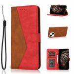 For iPhone 13 Dual-color Stitching Leather Phone Case(Brown Red)