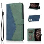 For iPhone 13 Pro Max Dual-color Stitching Leather Phone Case(Blue Green)