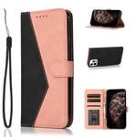 For iPhone 13 Pro Max Dual-color Stitching Leather Phone Case(Black Rose Gold)