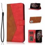 For iPhone 13 Pro Max Dual-color Stitching Leather Phone Case(Brown Red)
