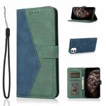 For iPhone 12 mini Dual-color Stitching Leather Phone Case(Blue Green)