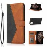 For iPhone 12 mini Dual-color Stitching Leather Phone Case(Black Brown)