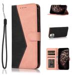 For iPhone 12 / 12 Pro Dual-color Stitching Leather Phone Case(Black Rose Gold)