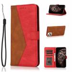 For iPhone 12 / 12 Pro Dual-color Stitching Leather Phone Case(Brown Red)