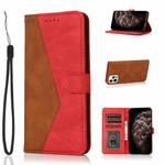 For iPhone 12 Pro Max Dual-color Stitching Leather Phone Case(Brown Red)