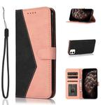 For iPhone 11 Dual-color Stitching Leather Phone Case(Black Rose Gold)