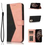 For iPhone 11 Pro Dual-color Stitching Leather Phone Case(Black Rose Gold)